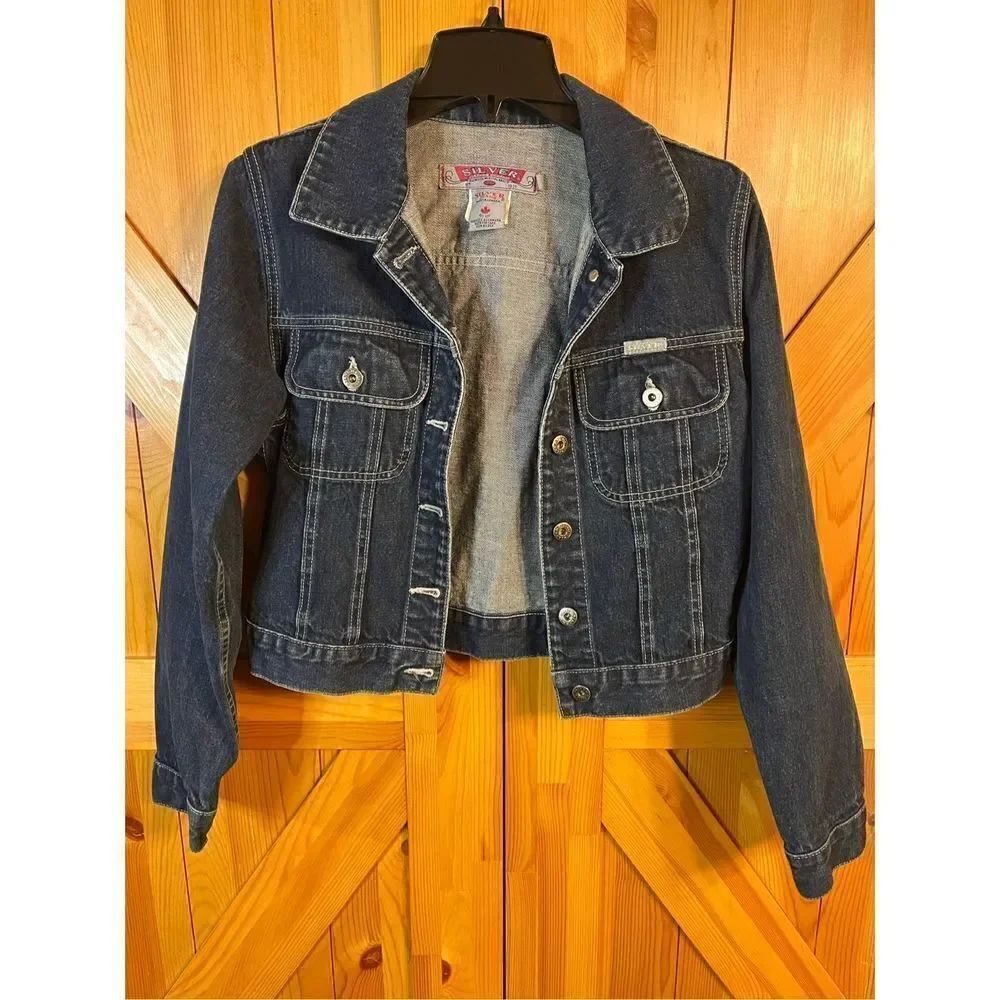 SILVER Dark Blue Jean Jacket Size Medium (2171)